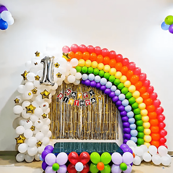 rainbow themed birthday decor 1